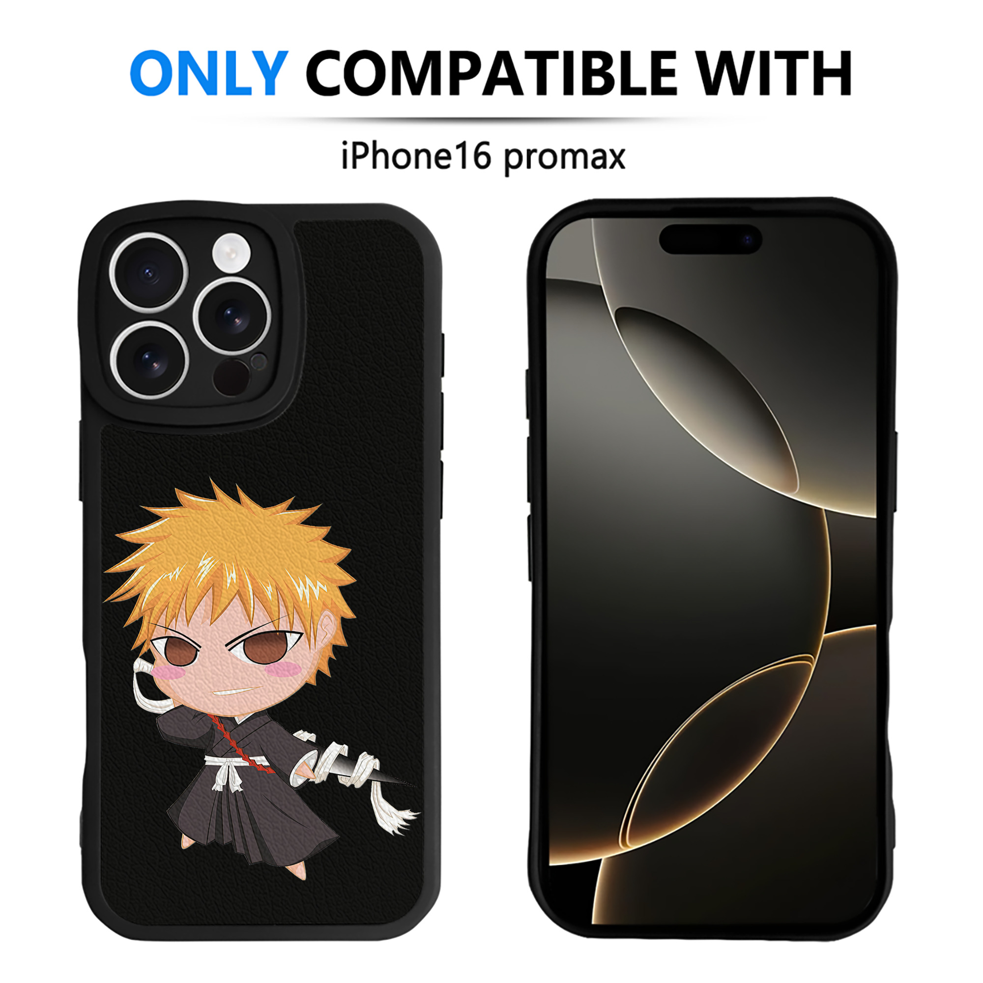 ブリーチ 黒崎一護（くろさき いちご）BLEACH Kurosaki Ichigo 【iPhone 16シリーズ対応】シリコンスマホケース（レザー調） 材質：シリコン
